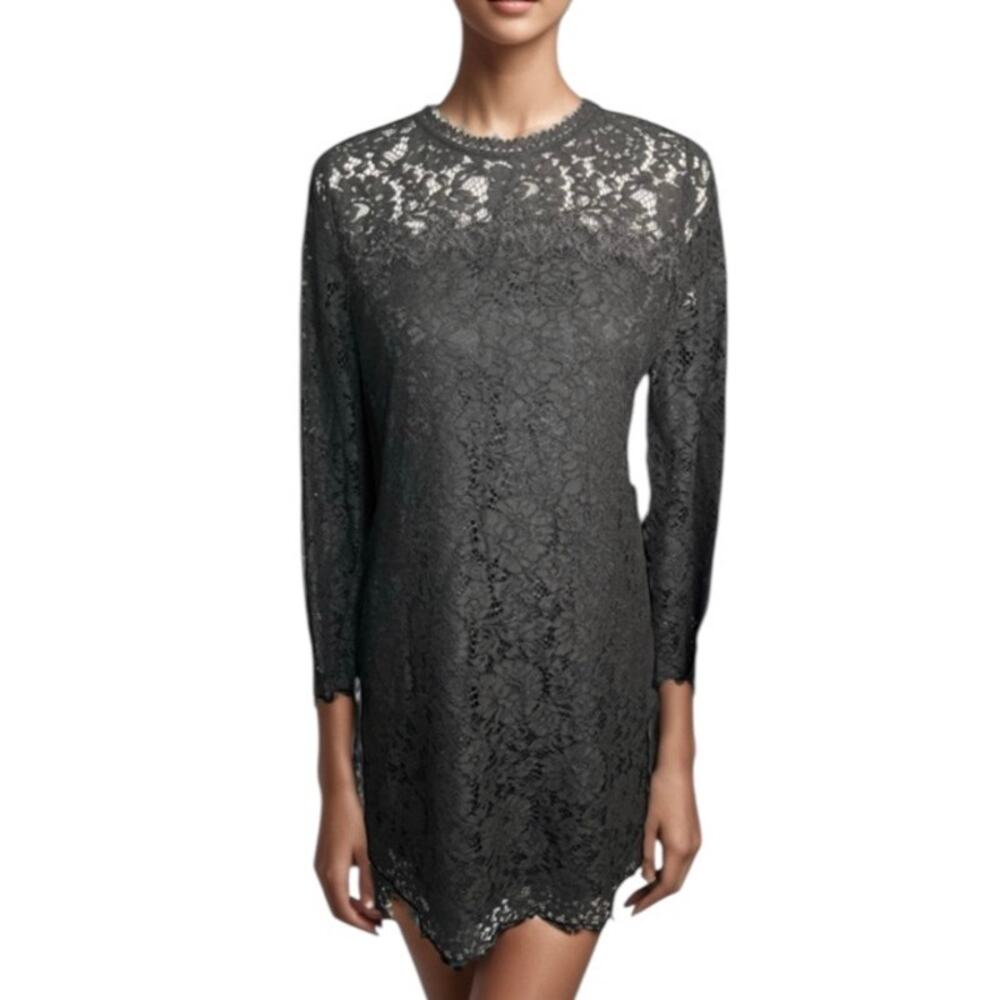 CC Collect Black lace Long Sleeve Mini Dress cocktail wedding guest chic sheath